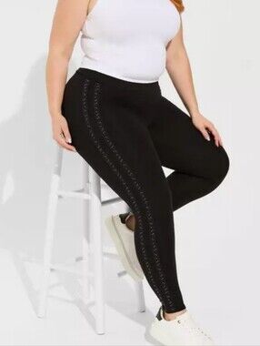 🆕️✨️ TORRID 3X BLACK RHINESTONE SIDE STRIPE LEGGINGS ✨️